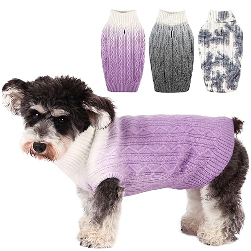 SAWMONG Hundepullover mit Batikfärbung, weicher, verdickter Rollkragen, warmer Pullover mit Farbverlauf, Haustier-Hundekleidung für den Winter, Haustier-Urlaubskleidung für kleine, mittelgroße und von SAWMONG