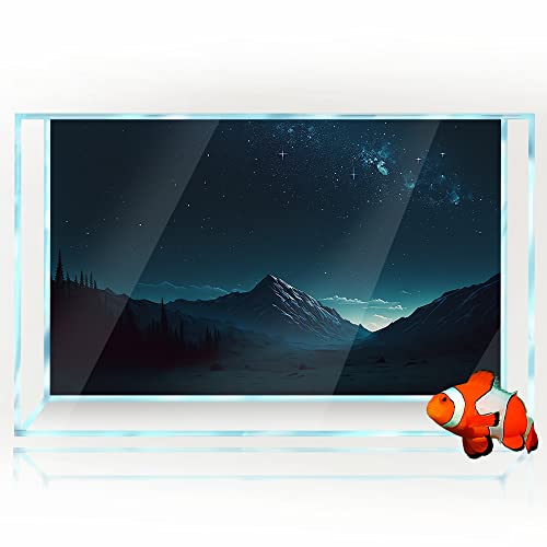 Aquarium-Hintergrund, 3D-Berge, Nachthimmel, Stern, schwarz, HD-Druck, Tapete, Reptilien-Lebensraum, Aquarium, Hintergrund, Dekorationen, PVC-Poster, Landschaft (40 x 80 cm) von SB little