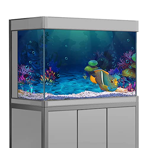 Aquarium-Hintergrund-Aufkleber, Cartoon-Unterwasserkoralle, HD-Druck, Tapete, Aquarium-Hintergrund, Dekorationen, PVC-Landschaftsposter (23,6 x 47,2 (60 x 120 cm)) von SB little