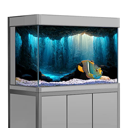 Aquarium-Hintergrund-Aufkleber, Unterwasserhöhle, Stein, HD-Druck, Tapete, Aquarium-Hintergrund, Dekorationen, PVC-Landschaftsposter (11,8 x 15,7 (30 x 40 cm)) von SB little