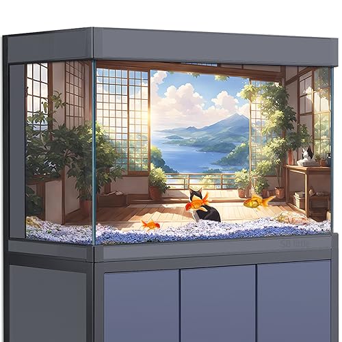 Aquarium-Hintergrund-Aufkleber – Anime-Raum-HD-3D-Poster, Dekoration – für Aquarien und Reptilienlebensraum (120 x 60 cm) von SB little