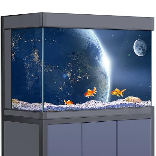 Aquarium-Hintergrund-Aufkleber – Weltraum Erde Planet HD 3D-Poster Dekoration – für Aquarien und Reptilienlebensraum (100 x 50 cm) von SB little