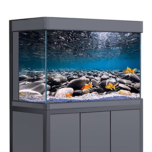 Aquarium-Hintergrundaufkleber, Flussboden, Stein, HD-Druck, Tapete, Aquarium-Hintergrund, Dekorationen, PVC-Landschaftsposter (50 x 100 cm) von SB little