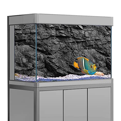 Aquarium-Hintergrundaufkleber, schwarzer Steinstein, einfacher HD-Druck, Tapete, Aquarium, Hintergrunddekorationen, PVC-Landschaftsposter (40 x 60 cm) von SB little