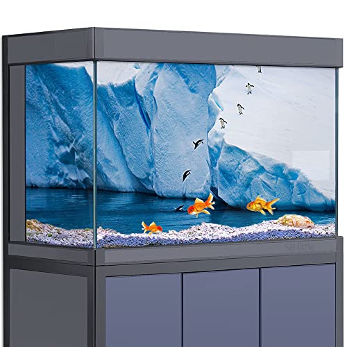 Fish Tank Aquarium Hintergrund 3D Pinguine Winter Eis Natur Antarktis HD Druck Tapete Reptilien Habitat Dekorationen PVC Poster Aufkleber Landschaft (60 x 120 cm)) von SB little