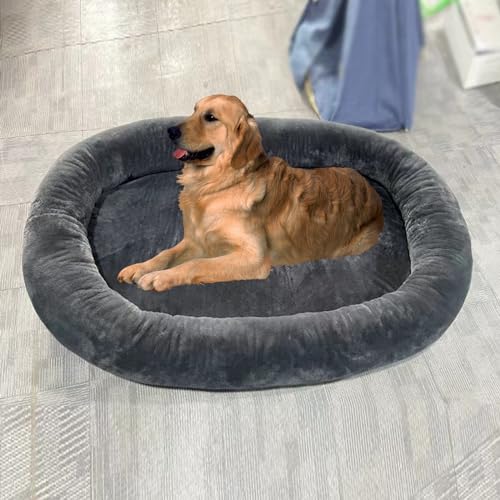 SBCWH Großes Hundebett für Erwachsene, Kinder und Haustiere, orthopädisches Schlafbett für Haustiere mit Weicher Decke, Waschbarem Fellbezug, Perfektes Nickerchen- und Bodenbett(Negro) von SBCWH