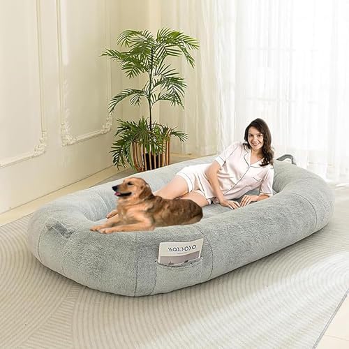 SBCWH Riesiges Hundebett für Menschen, Hundebett für Menschen mit Memory Foam, rutschfeste Hundehüttenunterlage, maschinenwaschbar, zum Einnicken, für Menschen, Familien, Haustiere von SBCWH