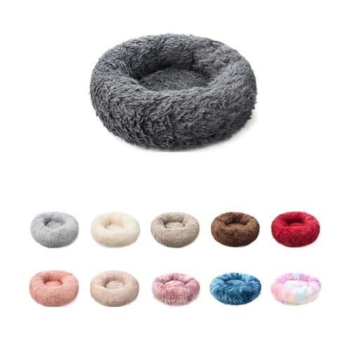 Rundes Hundebett, Hundematte, langes Plüsch-Katzennest, Hundekorb, Haustierkissen, weich, warm, schlafend, Haustierbedarf, Winter (Farbe: Leder, Rosa, Größe: XXL - 100 cm) von SBTRKT