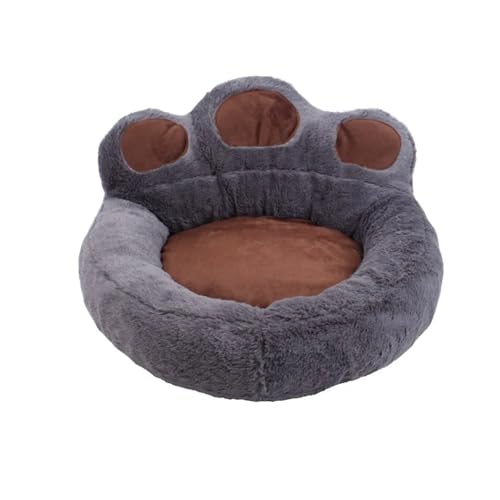 Warme Winterhütte Haustier Bär Pfote Form Nest Teddy Zwinger Abnehmbares und waschbares Haustierbett für Katzen Hunde Haustierbedarf Zubehör (Farbe: Grau, Größe: L 62 x 68 cm) von SBTRKT