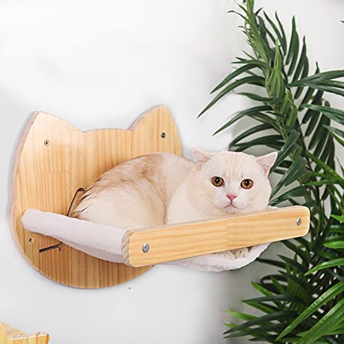 Katzen Hängematte Bett x2 Wand Katzenbett Holz Katzenhängematte für Winter und Sommer (Wooden, M) von SBY