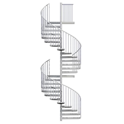 Spindeltreppe, Wendeltreppe, Außentreppe Scarvo L, feuerverzinkt, Geschosshöhe: 468-584 cm, Stufenbelag: Stahl Streckgitter, Kunststoff Verbindungselemente, Stahltreppe von SCALANT