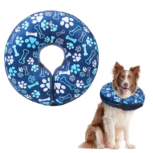 SCENEREAL Aufblasbarer Hundekegel für kleine, mittelgroße und große Hunde, Marineblau, Größe M von SCENEREAL