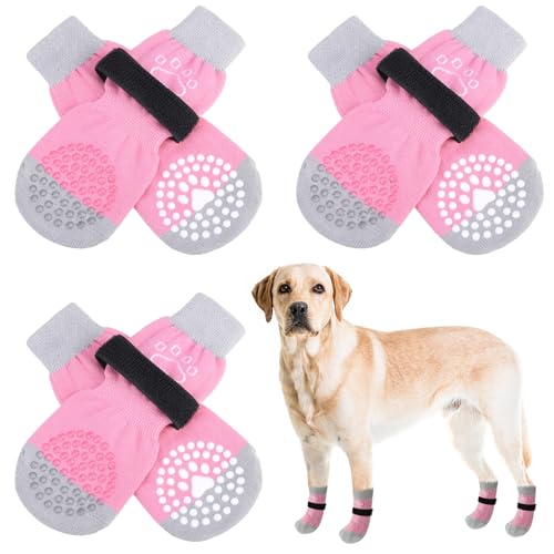 SCENEREAL Doppelseitige Anti-Rutsch-Hundesocken für Hartholzböden, um das Lecken der Pfoten zu stoppen, rutschfeste Hundeschuhe für heiße/kalte Gehwege, Rutschen, Pfotenschutz mit Greifern von SCENEREAL