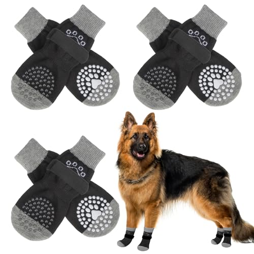 SCENEREAL Doppelseitige Anti-Rutsch-Hundesocken für Hartholzböden, um das Lecken der Pfoten zu stoppen, rutschfeste Hundeschuhe für heiße/kalte Gehwege, Rutschen, Pfotenschutz mit Greifern von SCENEREAL