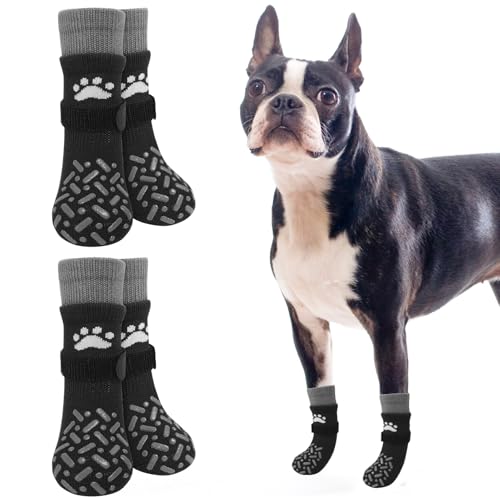 SCENEREAL Doppelseitige Anti-Rutsch-Hundesocken für heißen Gehweg, Schwarz, Größe S von SCENEREAL