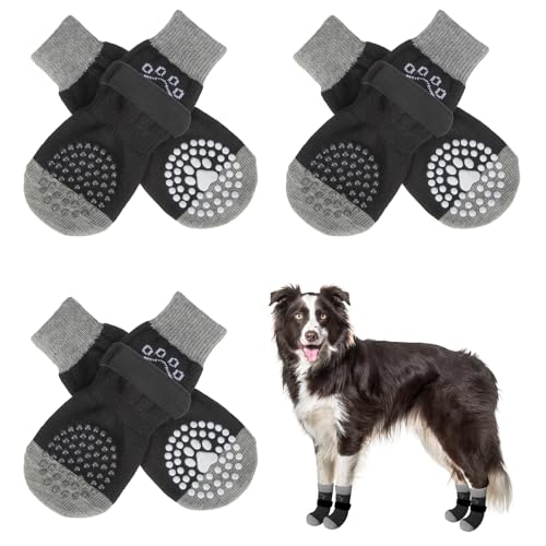 SCENEREAL Rutschfeste Hundesocken gegen Lecken von Pfoten, Hundeschuhe für heiße/kalte Gehwege, Hundeschuhe und Pfotenschutz mit Greifern für Hartholzböden, Hundeschuhe für kleine, mittelgroße und von SCENEREAL