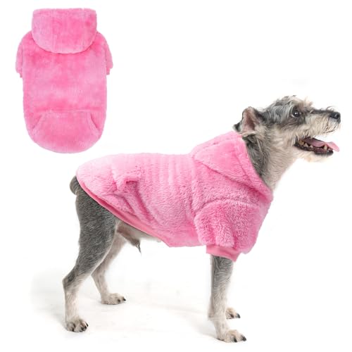 SCENEREAL Fuzzy Hundepullover mit Kapuze für kleine Hunde, Fleece, warmes Hunde-Sweatshirt mit Hut und Tasche, für Mädchen und Jungen, kleine Hundekleidung für Winter/Herbst, Designer-Hundekleidung von SCENEREAL