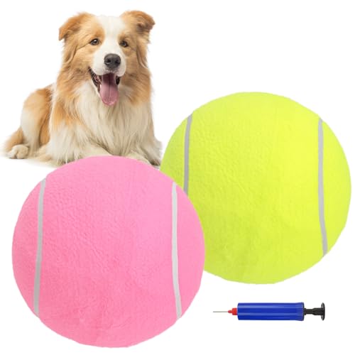 SCENEREAL Großer Tennisball für Hunde, 2 Stück, 24,1 cm, aufblasbare Hundespielzeugbälle für große, mittelgroße und kleine Hunde, Welpen, lustiger interaktiver Sportball für Indoor-Outdoor-Training, von SCENEREAL