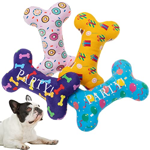 SCENEREAL Halloween-Hundespielzeug – 4 Packungen Hundespielzeug mit Quietschelement, Plüschspielzeug, langlebig, niedlich, Knochen, interaktives Hundespielzeug mit Quietscher, Kauspielzeug für kleine, von SCENEREAL