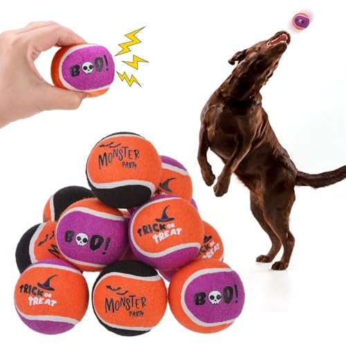 SCENEREAL Haustier-Tennisbälle für Hunde, Haustierbedarf, quietschendes Tennisspielzeug, Halloween von SCENEREAL