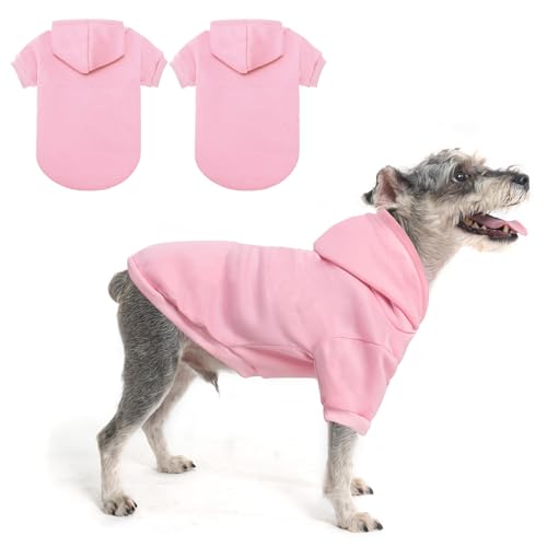 SCENEREAL Hunde-Kapuzenpullover für kleine, mittelgroße und große Hunde, Rosa, Größe S, 2er-Pack von SCENEREAL