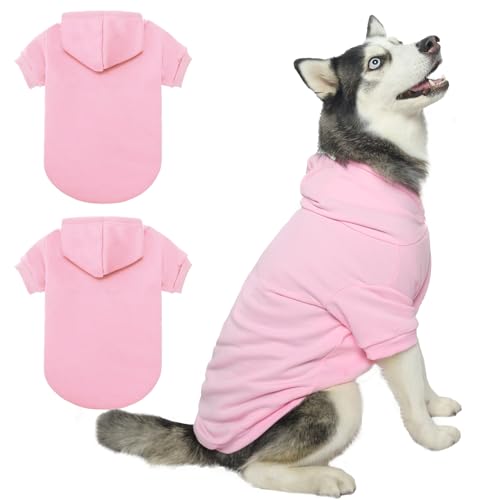 SCENEREAL Hunde-Kapuzenpullover für kleine, mittelgroße und große Hunde, Rosa, Größe XL, 2er-Pack von SCENEREAL