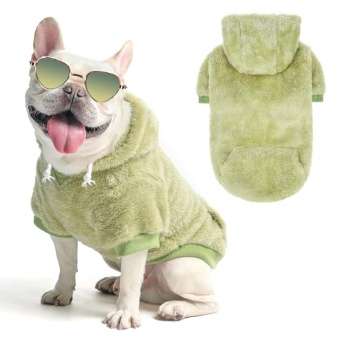 SCENEREAL Hunde-Kapuzenpullover für kleine, mittelgroße und große Hunde, Winter, Herbst, flauschiges Fleece, warmes Kapuzen-Sweatshirt mit Tasche, ultraweiche Katze, Haustierkleidung, Mantel mit Loch von SCENEREAL