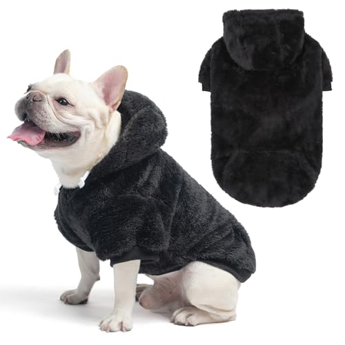 SCENEREAL Hunde-Kapuzenpullover für kleine, mittelgroße und große Hunde, Winter, Herbst, flauschiges Fleece, warmes Kapuzen-Sweatshirt mit Tasche, ultraweiche Katze, Haustierkleidung, Mantel mit Loch von SCENEREAL