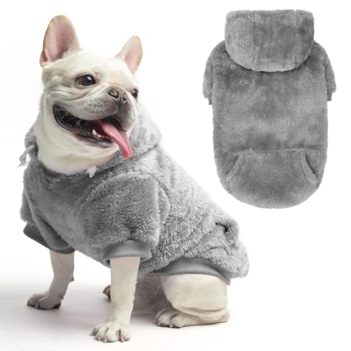 SCENEREAL Hunde-Kapuzenpullover für kleine, mittelgroße und große Hunde, Winter, Herbst, flauschiges Fleece, warmes Kapuzen-Sweatshirt mit Tasche, ultraweiche Katze, Haustierkleidung, Mantel mit Loch von SCENEREAL