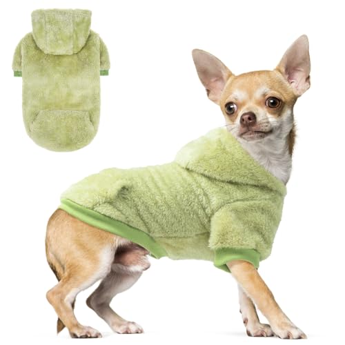 SCENEREAL Hunde-Kapuzenpullover für kleine, mittelgroße und große Hunde, Winter, Herbst, flauschiges Fleece, warmes Kapuzen-Sweatshirt mit Tasche, ultraweiche Katzen-Haustierkleidung, Mantel mit Loch von SCENEREAL