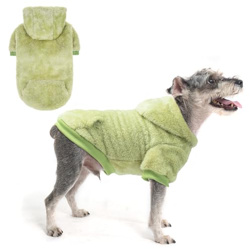 SCENEREAL Hunde-Kapuzenpullover für kleine, mittelgroße und große Hunde, Winter, Herbst, flauschiges Fleece, warmes Kapuzen-Sweatshirt mit Tasche, ultraweiche Katzen-Haustierkleidung, Mantel mit Loch von SCENEREAL