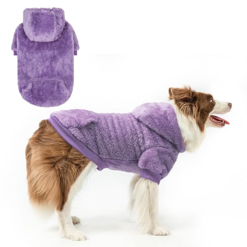 SCENEREAL Fleece-Hundepullover mit Kapuze für kleine, mittelgroße und große Hunde, flauschiges warmes Hunde-Sweatshirt mit Tasche, für Mädchen und Jungen, Hundekleidung für Winter/Herbst, von SCENEREAL