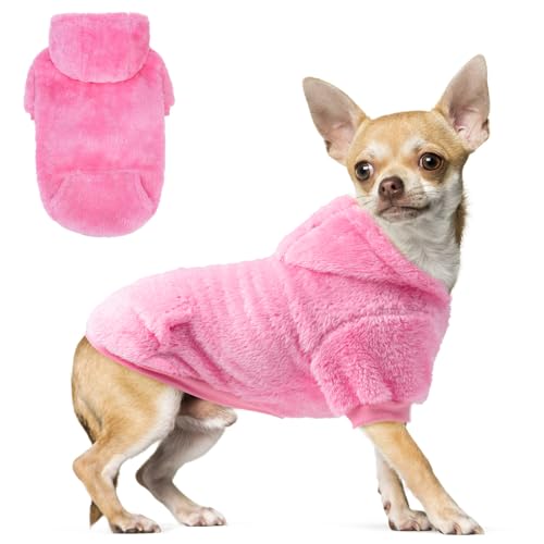 SCENEREAL Hunde-Kapuzenpullover für kleine, mittelgroße und große Hunde, Winter, Herbst, flauschiges Fleece, warmes Kapuzen-Sweatshirt mit Tasche, ultraweiche Katzen-Haustierkleidung, Mantel mit Loch von SCENEREAL