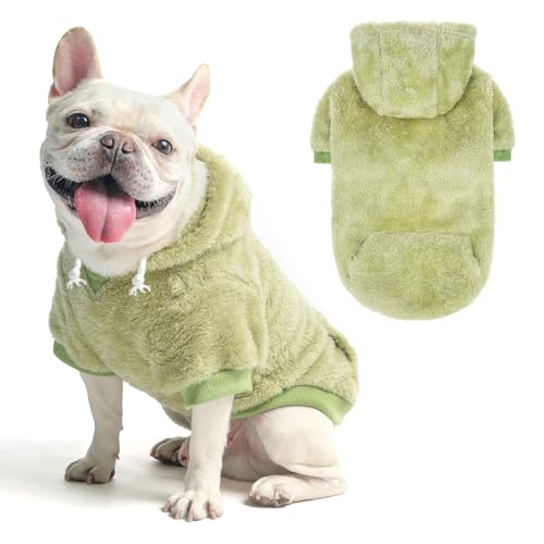 SCENEREAL Hunde-Kapuzenpullover für kleine, mittelgroße und große Hunde, Winter, Herbst, flauschiges Fleece, warmes Kapuzen-Sweatshirt mit Tasche, ultraweicher Katzenmantel mit Loch für die Leine, von SCENEREAL