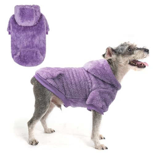 SCENEREAL Hunde-Kapuzenpullover für kleine, mittelgroße und große Hunde, Winter/Herbst, flauschiges Fleece, warmes Kapuzen-Sweatshirt mit Tasche, ultraweicher Katzenmantel mit Loch für die Leine, von SCENEREAL