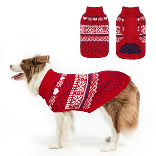 SCENEREAL Hundepullover für kleine, mittelgroße und große Hunde, Rollkragenpullover für Weihnachten, Winterurlaub, Schneeflockenmantel, Hundekleidung für Welpen, Mädchen, Jungen von SCENEREAL