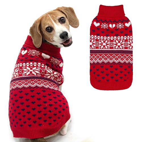 SCENEREAL Hundepullover für kleine, mittelgroße und große Hunde, Rollkragenpullover für Weihnachten, Winterurlaub, Schneeflockenmantel, Hundekleidung für Welpen, Mädchen, Jungen von SCENEREAL