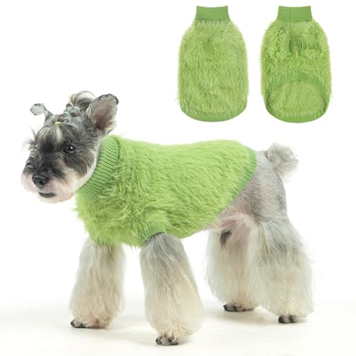 SCENEREAL Hundepullover aus Kunstfell für kleine und mittelgroße Hunde, superweiches Fleece-Hunde-Sweatshirt für kaltes Wetter, Rollkragen-Plüsch, gestrickt, warm, Winter, kaltes Wetter, Mantel für von SCENEREAL