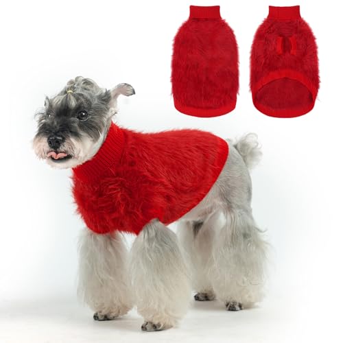 SCENEREAL Fleece-Hundepullover für große, mittelgroße und kleine Hunde, gestrickter weicher Hunde-Winterpullover für kaltes Wetter, Rollkragen-Plüsch-Hundekleidung, warme Mäntel für Mädchen und Jungen von SCENEREAL