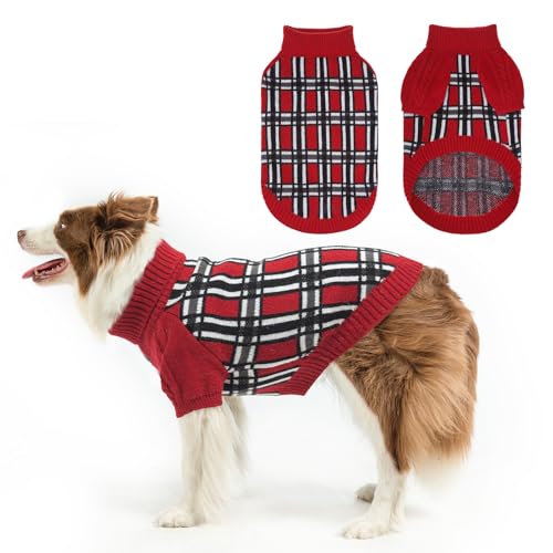 SCENEREAL Hundepullover mit Karomuster, warmer Strickpullover, weicher Rollkragenpullover für kleine, mittelgroße und große Hunde, Welpen, Katzen, Hunde, Herbst, Winter, kaltes Wetter, Gary ML von SCENEREAL