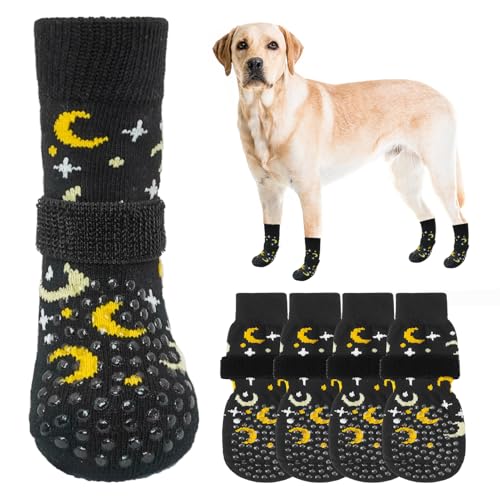 SCENEREAL Hundesocken für heiße/kalte Gehwege, Black Moon Star L von SCENEREAL