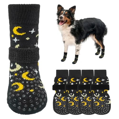 SCENEREAL Hundesocken für heiße/kalte Gehwege, Black Moon Star L von SCENEREAL