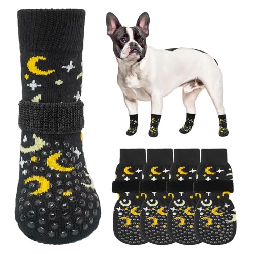 SCENEREAL Hundesocken für heiße/kalte Gehwege, Black Moon Star S von SCENEREAL