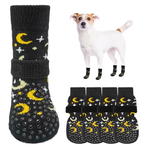 SCENEREAL Hundesocken für heiße/kalte Gehwege, Black Moon Star XS von SCENEREAL