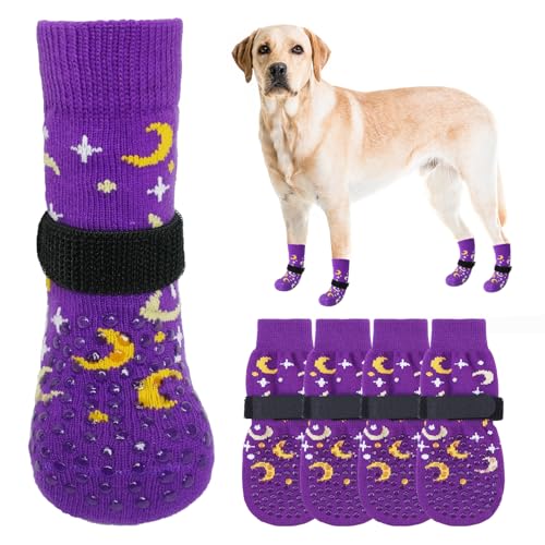 SCENEREAL Hundesocken für heiße/kalte Gehwege, Lila Moon Star L von SCENEREAL