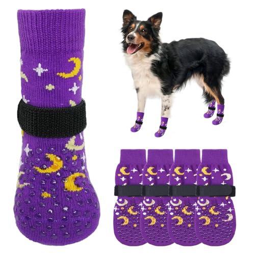 SCENEREAL Hundesocken für heiße/kalte Gehwege, Lila Moon Star XS von SCENEREAL