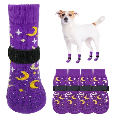 SCENEREAL Hundesocken für heiße/kalte Gehwege, Lila Moon Star XS von SCENEREAL