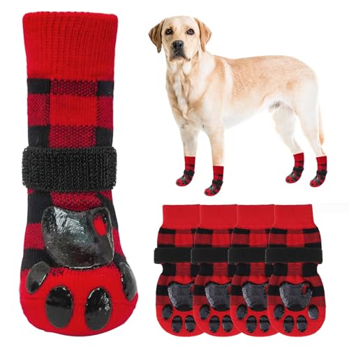 SCENEREAL Hundesocken für heiße/kalte Gehwege, rot kariert, Größe L von SCENEREAL