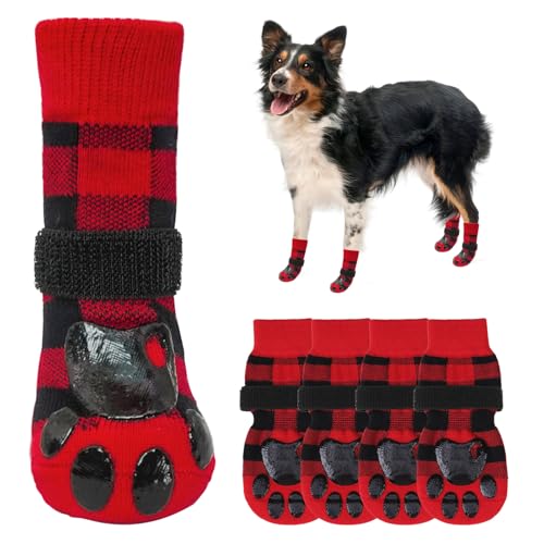 SCENEREAL Hundesocken für heiße/kalte Gehwege, rot kariert, Größe M von SCENEREAL