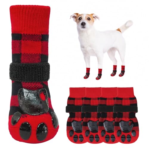 SCENEREAL Hundesocken für heiße/kalte Gehwege, rot kariert, Größe XS von SCENEREAL